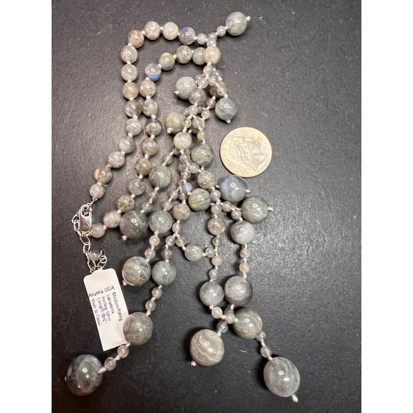 NEW labradorite bib statement necklace with sterling silver clasp - Picture 7 of 15